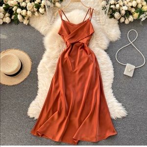 Cognac Elegant Dress
